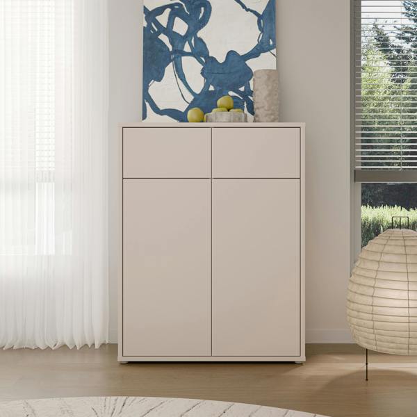 Furniture To Go Alice Springs Storage Cabinet with 2 Doors & 2 Drawers with Push-to-Open in Sand