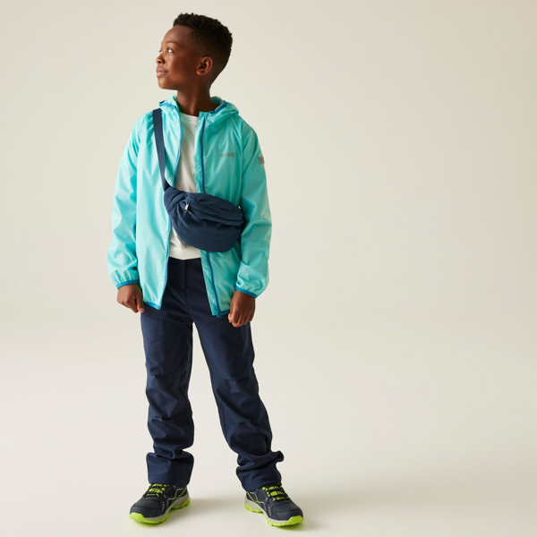Regatta Great Outdoors Kids Lever II Packaway Rain Jacket - Aruba Blue/Exotic Plume