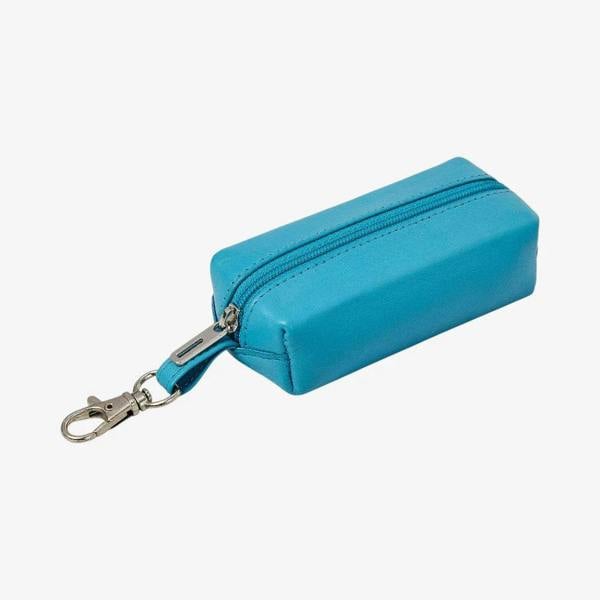 Miami real leather key case in turquoise with secure zip