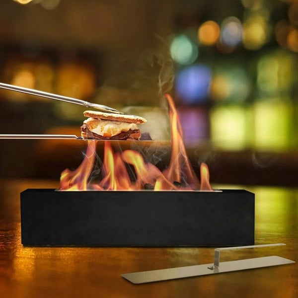Concrete Rectangle Bio-Ethanol Outdoor Tabletop Fireplace Living and Home