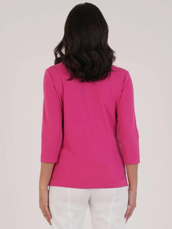 PennyPlain Notch Neck Top - Cerise