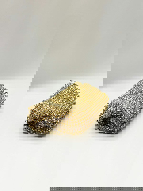 SVNX Crystal Pouch Clutch Bag In Gold