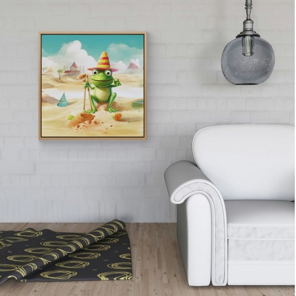 Warren Reed Happy Frog On A Beach Holiday Framed Canvas