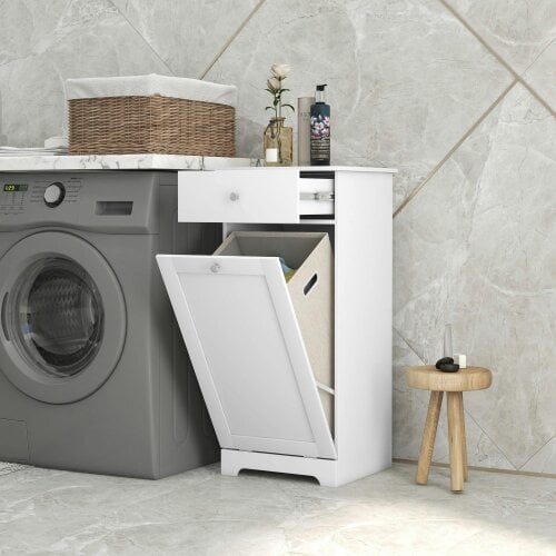 Wyld Haus Faratti White Single Hamper Laundry Storage Cabinet