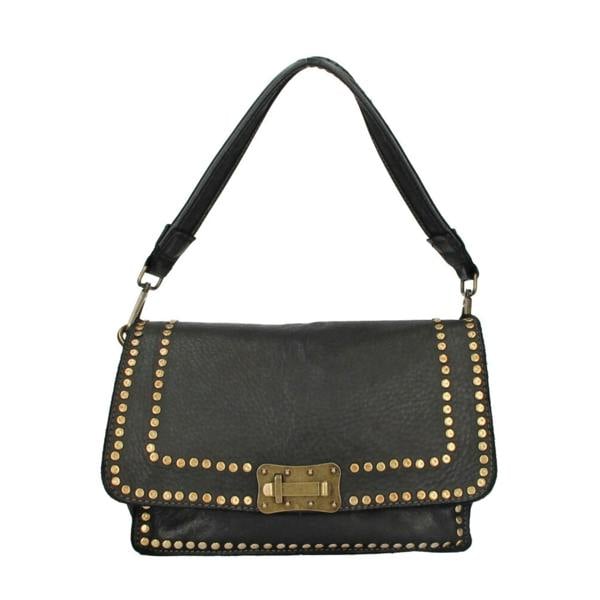 Black vintage studded leather bag