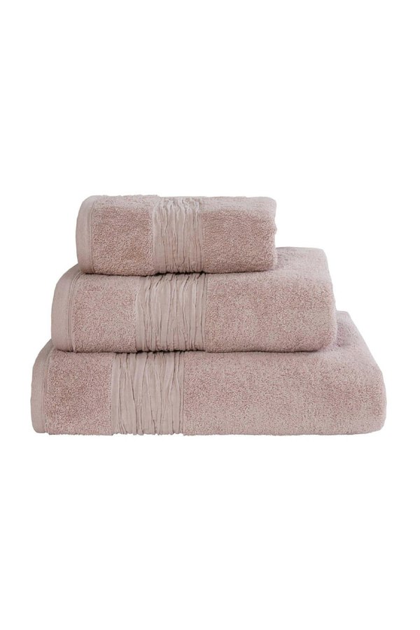 Lazy Linen Turkish Cotton With Linen Blend Insert Border 600gsm 4 Piece Towel Bale - Pink