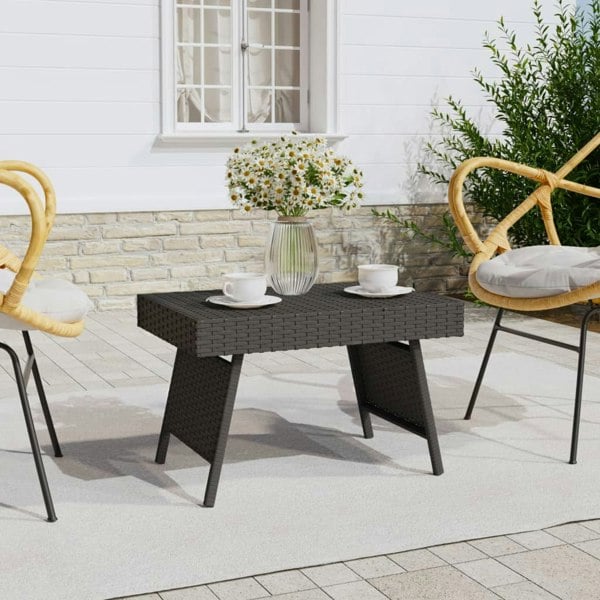Berkfield Foldable Side Table Black 60x40x38 cm Poly Rattan