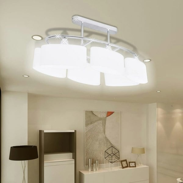 Berkfield Ceiling Lamp with Ellipsoid Glass Shades 4 pcs E14
