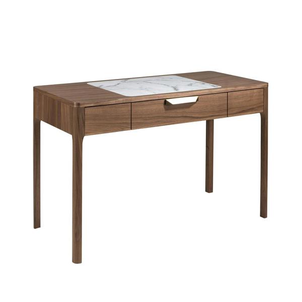 Angel Cerdá Walnut Dressing Table With White and Glossy Grey Marble-look Glass Top 7043