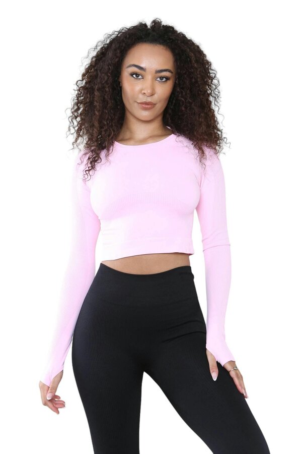 Elaina Fashion Women's Round Neck Tie-Dye Rib Seamless Slim Fit Crop Top Activewear 