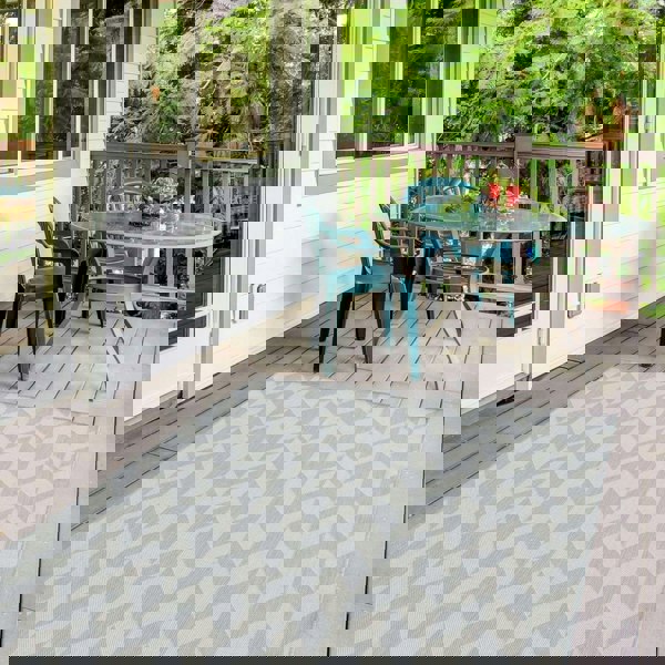 Grey Chevron Outdoor Rug for Garden | The Rugs