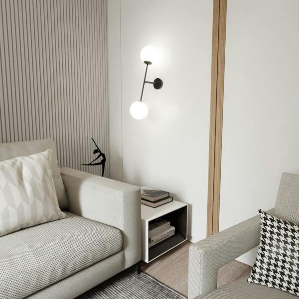 Emibig LINEAR Wall lamp 2 x E14 Black with White Shade
