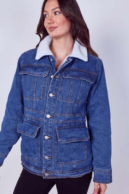 Women's Denim Sherpa Jacket – Fleece Lined Denim Jacket