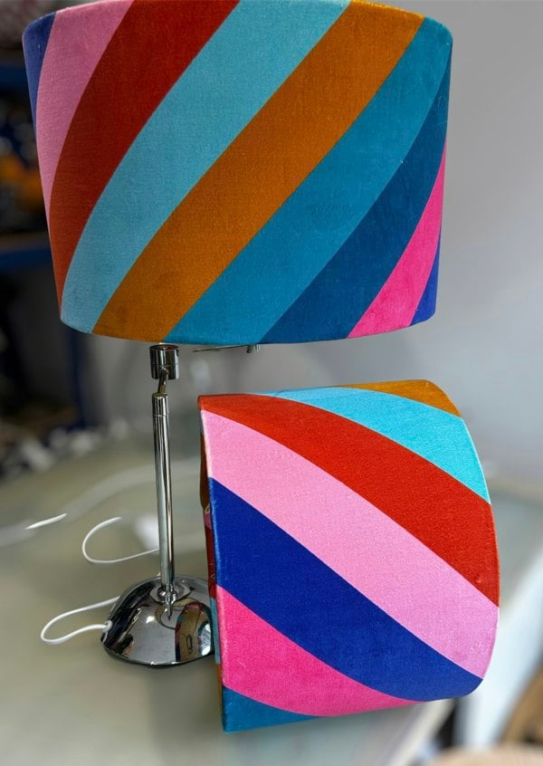 Lampshades By Hannah Bright Sherbet Stripe Velvet Lampshade