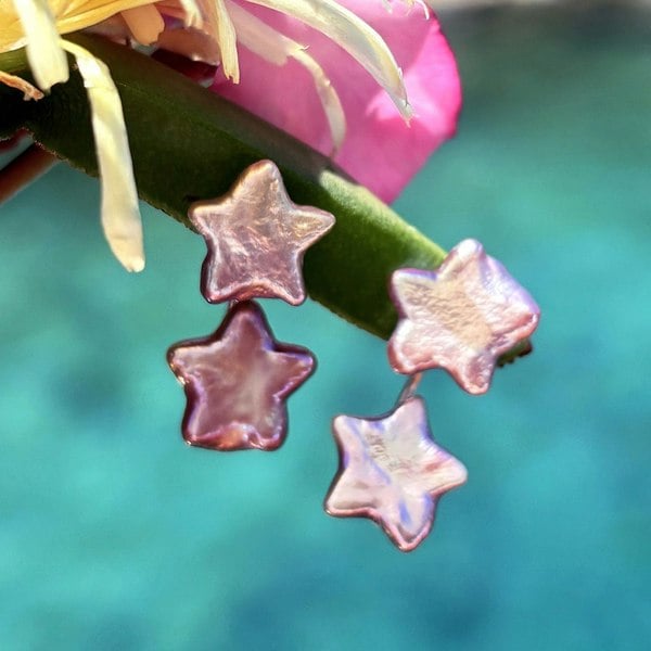 Beautiful ear jacket earrings by LENAE London featuring star pearls.