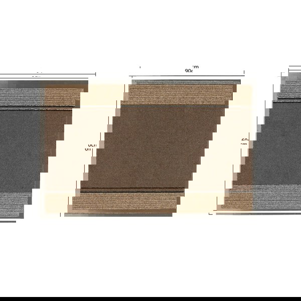 JVL Miracle Machine Washable with Stripes Barrier Mat, 60x90cm, Brown