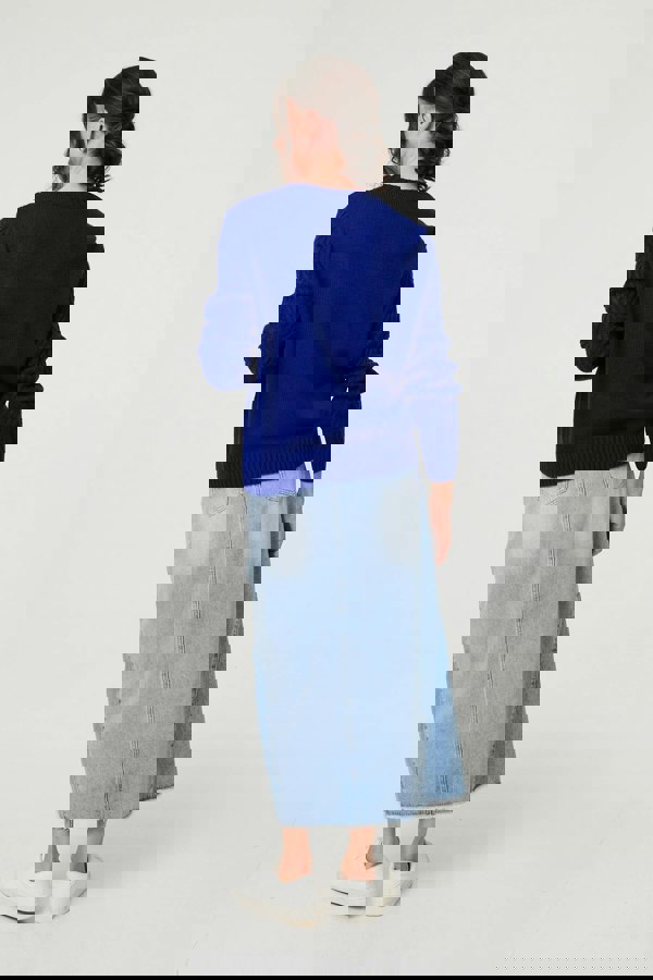 Blue | Textured Long Sleeve Jumper
