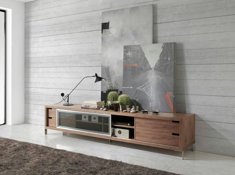 Angel Cerdá TV stand walnut and chromed steel 3044