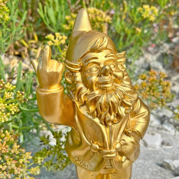 Stoobz Gold Middle Finger F**k You Garden Gnome 20cm