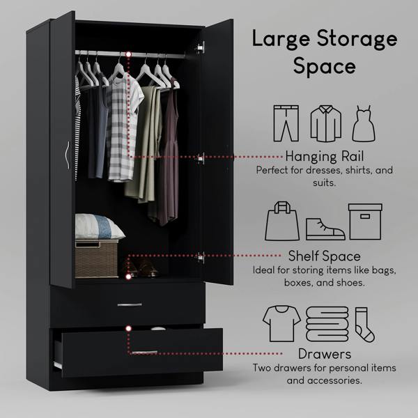 Vida Designs Riano 2 Door 2 Drawer Wardrobe