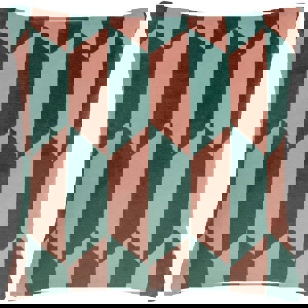 Furn Kalho Jacquard Velvet Cushion Cover - Pink/Green