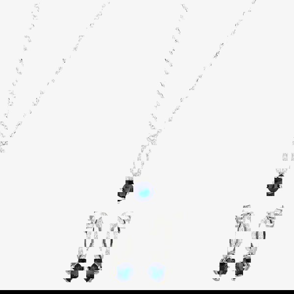 T. H. Baker Silver Blue Cubic Zirconia Open Pendant and Earring Set SET8296