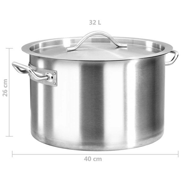 Berkfield Stock Pot 32 L 40x26 cm Stainless Steel