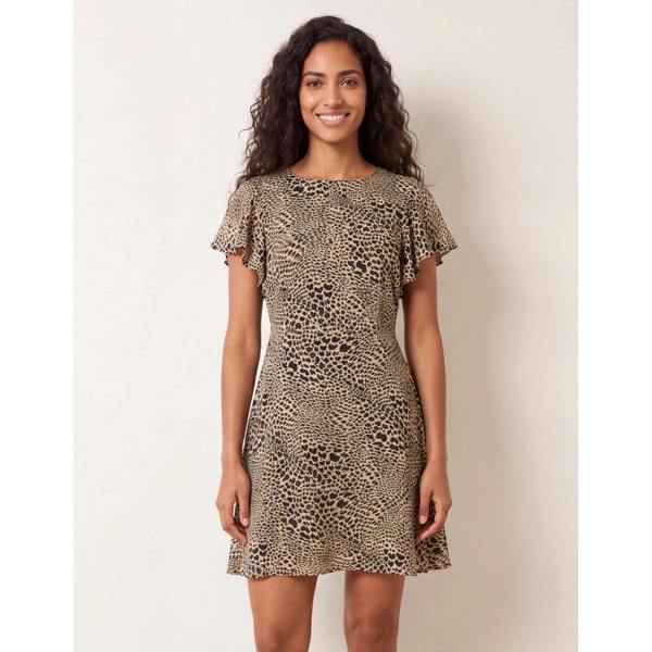 Blue Vanilla Heart Animal Frill Sleeve Mini Dress