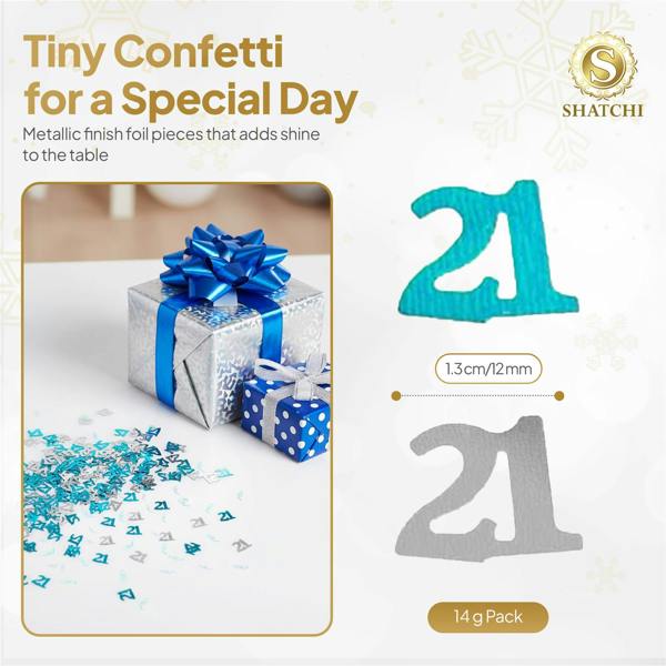 Blue & Silver Metallic Confetti Pack for 21st Birthday Table Decorations, 1 to 4 Pack Options image 3