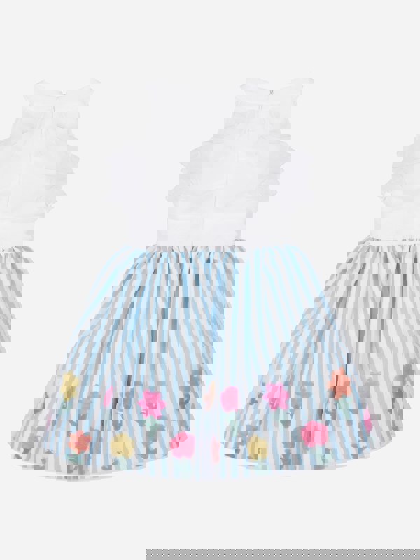 Mama Luma Girls Organza Layered Flower Dress in Blue