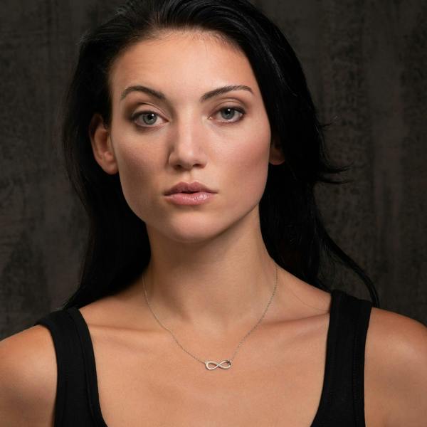Sterling Silver Infinity Necklace with Cubic Zirconia - namana.london