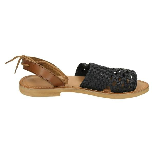 Leather Collection Ladies Leather Collection Flat Weaved Mule Sandals