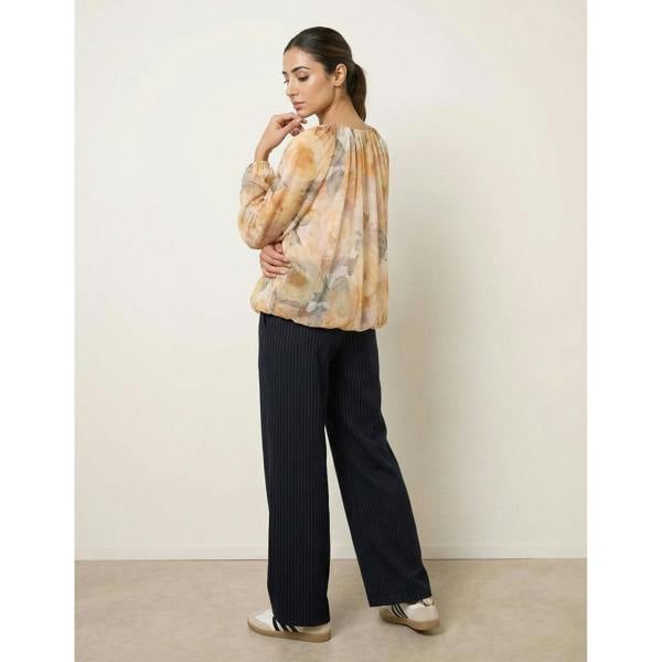 Blue Vanilla Floral Print Mesh Blouse