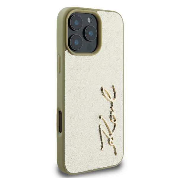 Karl Lagerfeld Metal Signature Case for iPhone 16 6.1" Gold - KLHCP16SPFMFBKMD