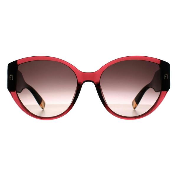 Furla Sunglasses SFU784 0AFD Transparent Deep Raspberry Pink Brown Gradient Pink