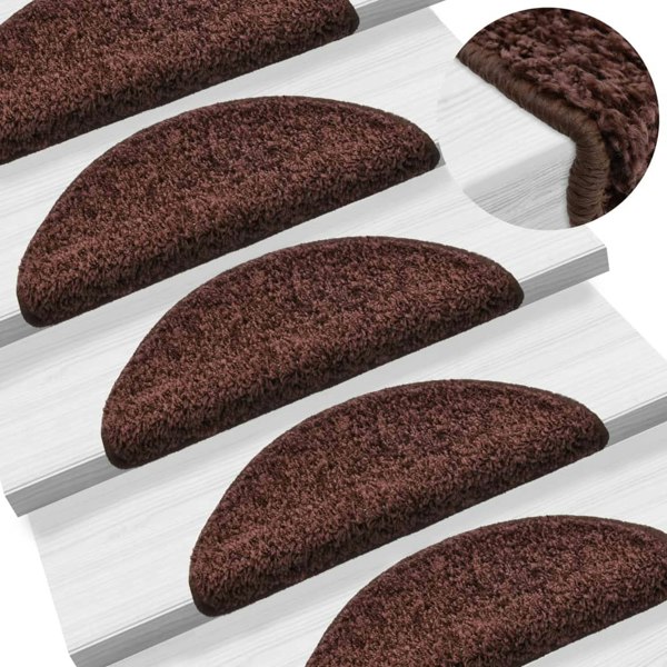 Berkfield Carpet Stair Treads 15 pcs Brown 56x17x3 cm