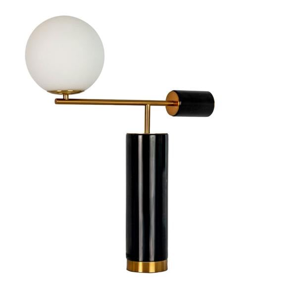 Angel Cerdá Table lamp in white glass, polished gold steel and porcelain marble base 8094