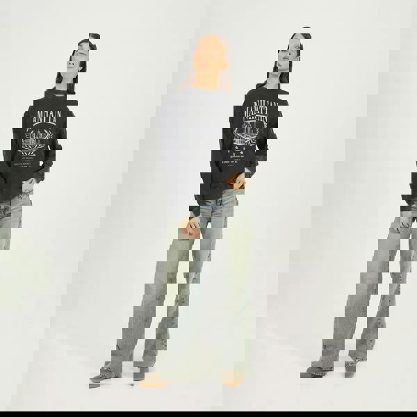 Brave Soul Black Acid Wash Embroidered Sweatshirt - Black Image 3