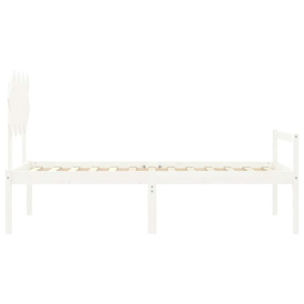 Berkfield Bed Frame with Headboard White Single Solid Wood
