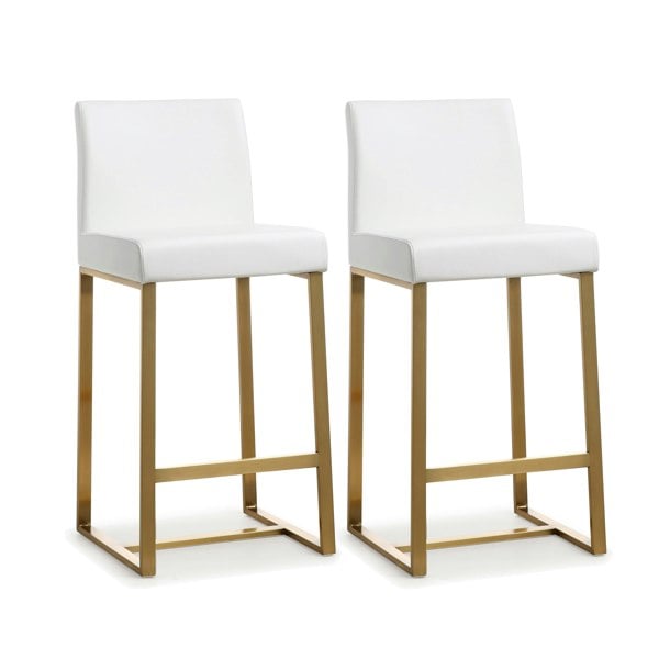 Furniture Edit Denmark White Gold Steel Counter Stool Set of 2