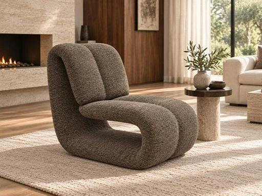 Maelys Sculptural Lounge Chair Chenille-Brown