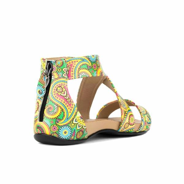 Embassy London Isabella - Festival Green - Women's cross strap sandal with covered zip-up heel