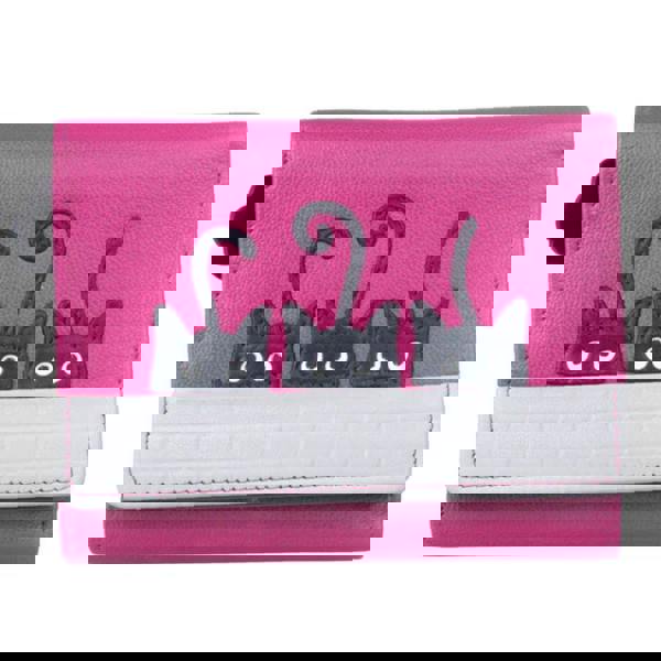 Mala Leather Peek-a-Boo Black Cats Small Leather Tri-Fold Purse