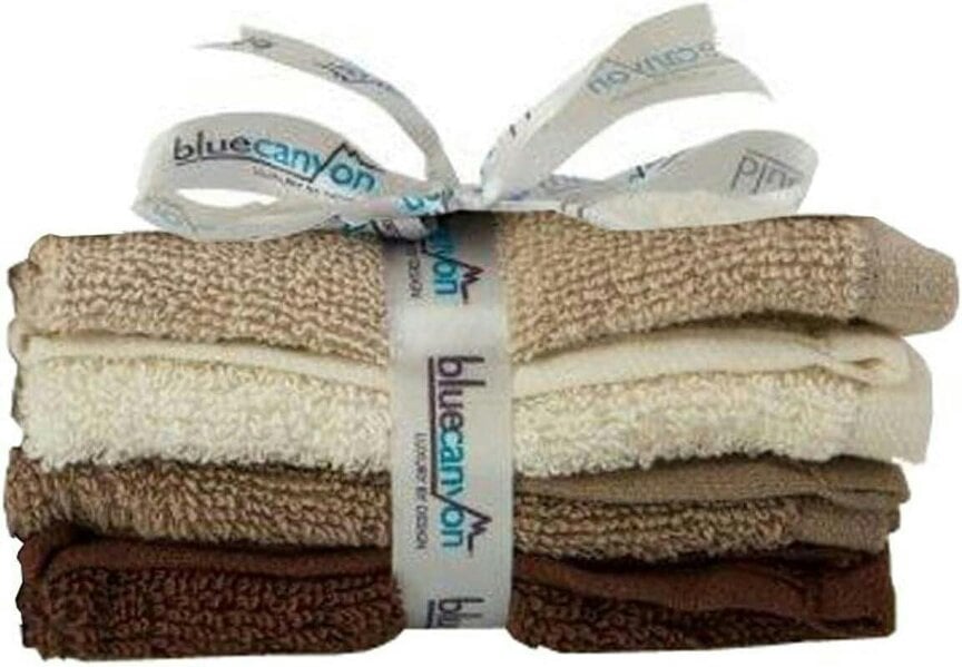 Blue Canyon 100% Cotton Face Cloths 4 Pack - Earth / Natural, 29 x 29cm