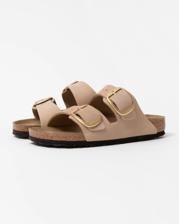 Birkenstock Arizona Big Buckle Womens Nubuck Leather Sandals - Sandcastle - CHO - Designer Womens Sandals