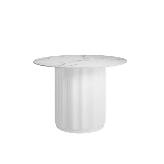 Wyld Haus Mullingar White Stone Round Dining Table Etched Base
