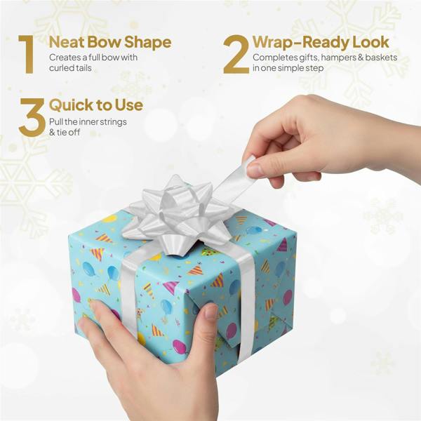 3cm White Pull Bows for Gift Wrapping, Hampers, Bouquets and Party Décor - 10 to 60 Pack image 4