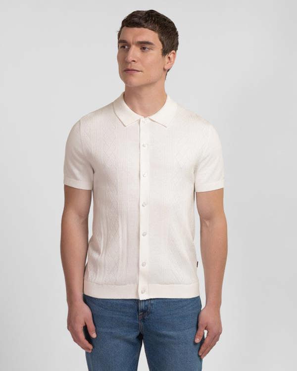 Steel & Jelly Bayswater - Embossed Stripe Knitted Short Sleeve Shirt