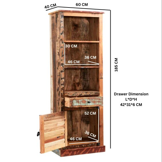 Wyld Haus Seattle Reclaimed Wood Modern Narrow Bookcase
