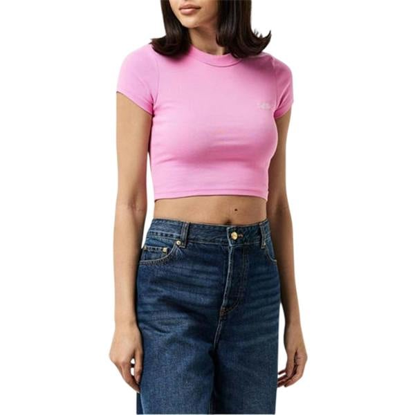 Tommy Jeans Womens/Ladies Embroidered Logo Crop T-Shirt - Pink Crush - 